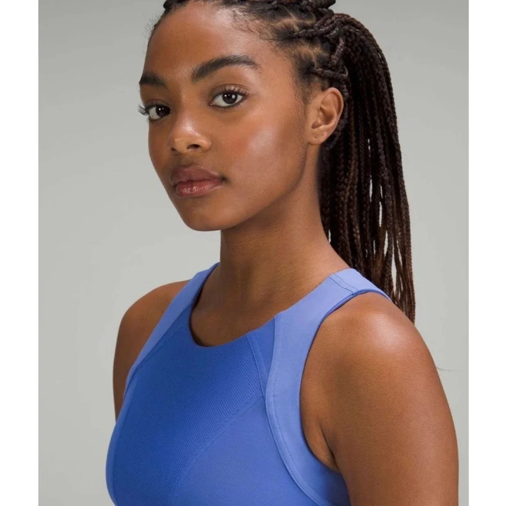 Lululemon Women's Mesh Panelled Training Shelf Tank Top Blue Sz 6